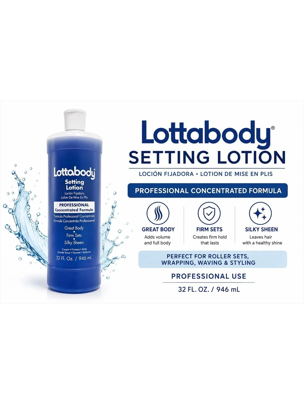 Lottabody Setting Lotion Professional Concentrated Formula 32 Fl Oz